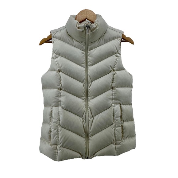Lands End Down Vest Women's XS Ivory White Puffer Quilted Zip Front - Picture 4 of 11